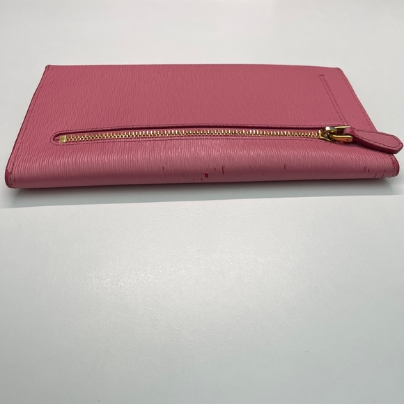 PRADA pink leather Saffiano metal Vitello Move envelope wallet clutch bag - Picture 10 of 16